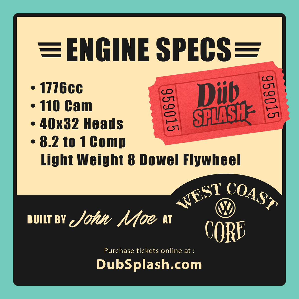 Dub Splash Fontana 2026 Engine Raffle Ticket